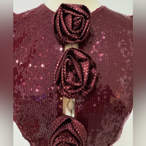 Rebecca Vallance Zelda puff-sleeve sequined mini dress burgundy - Picture 7 of 12